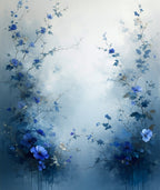Ethereal Blue Floral Vine Patterns Rug
