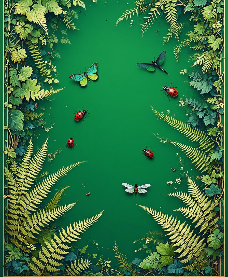 Enchanted Nature Insects Ferns Design Rug