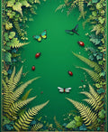 Enchanted Nature Insects Ferns Design Rug