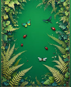 Enchanted Nature Insects Ferns Design Rug