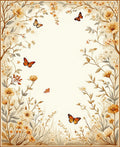 Floral Butterfly Garden Whimsical Design Rug
