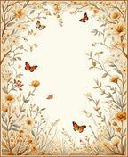 Floral Butterfly Garden Whimsical Design Rug