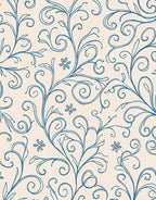 Classic Blue Swirl Floral Design Rug
