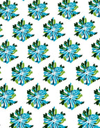 Abstract Blue Green Floral Pattern Rug