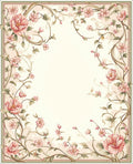 Vintage Floral Vine Scroll Pattern Rug