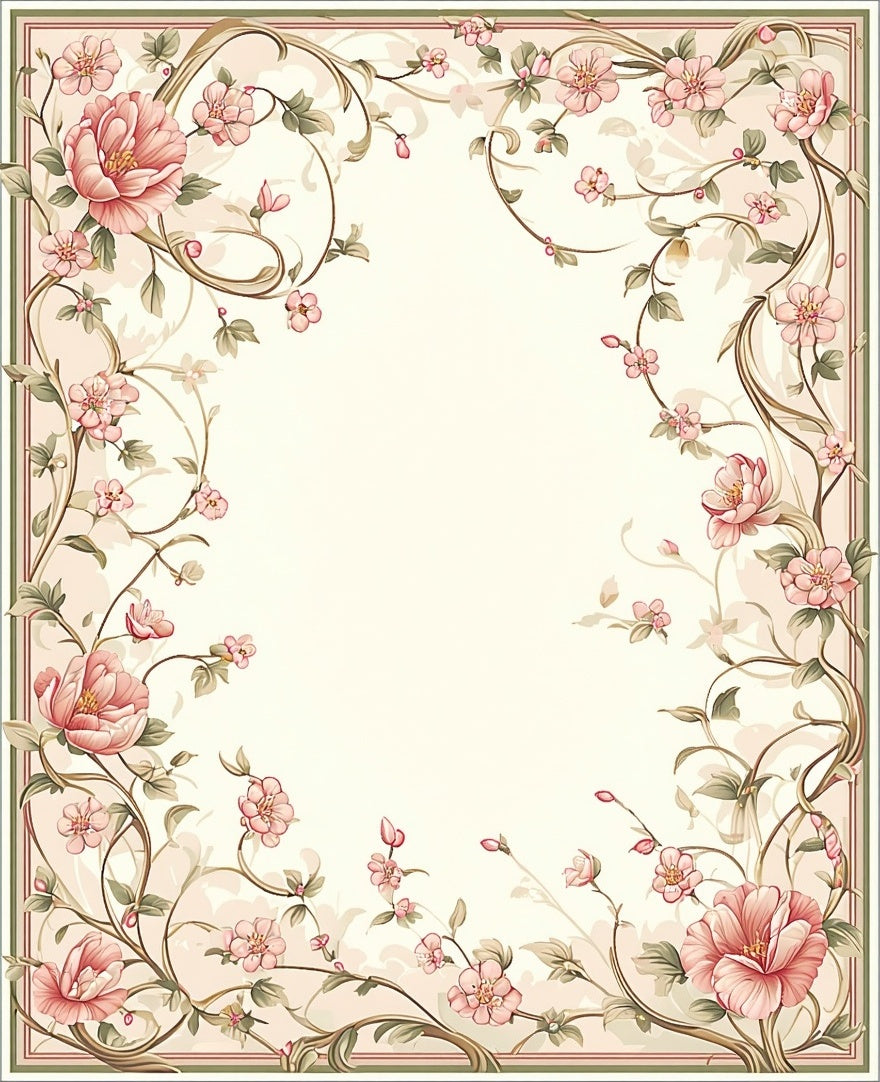 Vintage Floral Vine Scroll Pattern Rug