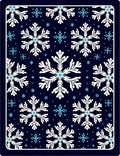 White Snowflake Dark Blue Winter Rug
