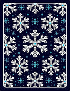White Snowflake Dark Blue Winter Rug