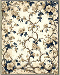 Cream Floral Vine Art Nouveau Rug