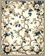 Cream Floral Vine Art Nouveau Rug