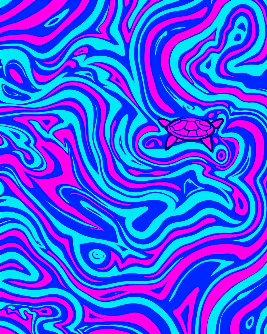 Trippy Swirl Turtle Pattern Rug
