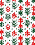 Festive Red Green Snowflake Trees Rug