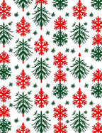 Festive Red Green Snowflake Trees Rug