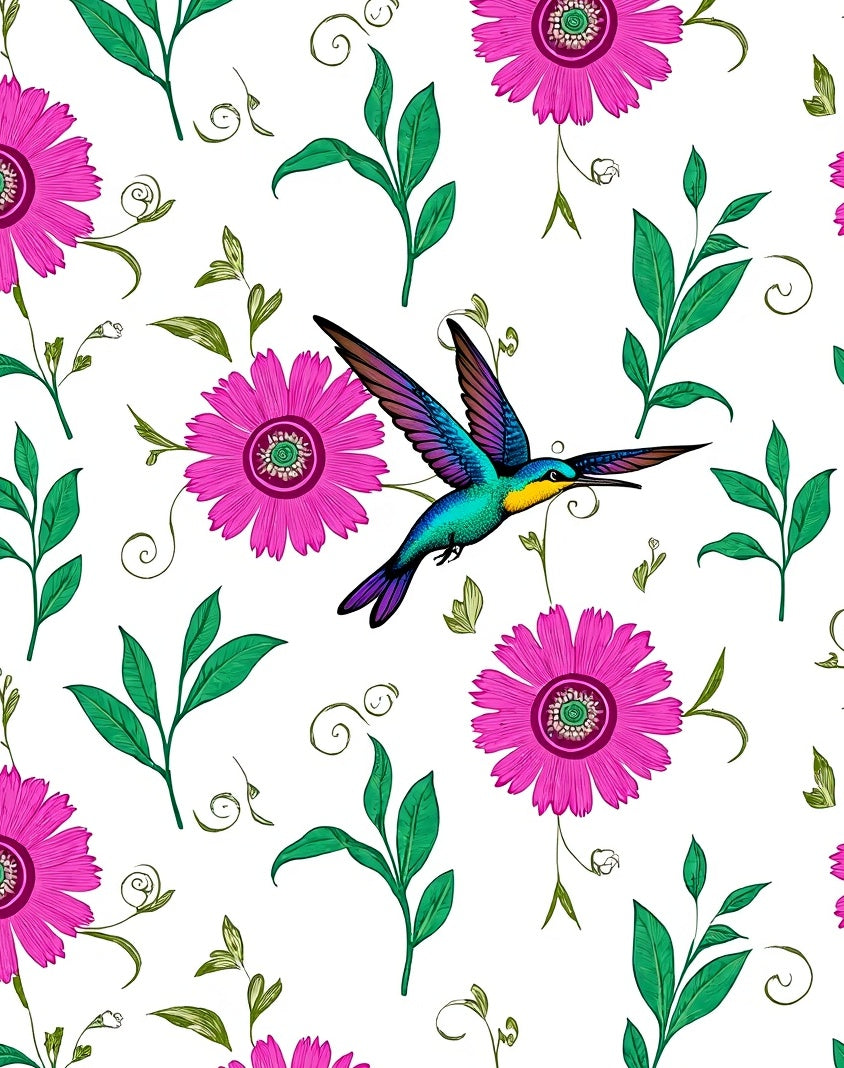 Vibrant Hummingbird Floral Garden Pattern Rug
