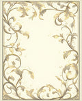 Elegant Golden Leaf Scroll Pattern Rug
