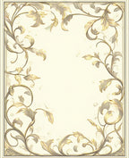 Elegant Golden Leaf Scroll Pattern Rug