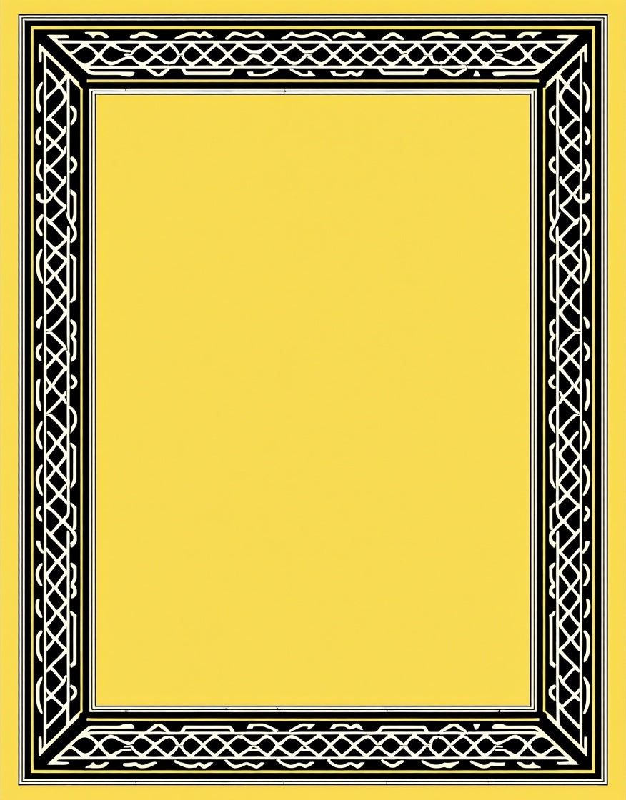 Black White Geometric Border Rug