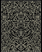 Intricate Floral Swirls Black Cream Rug