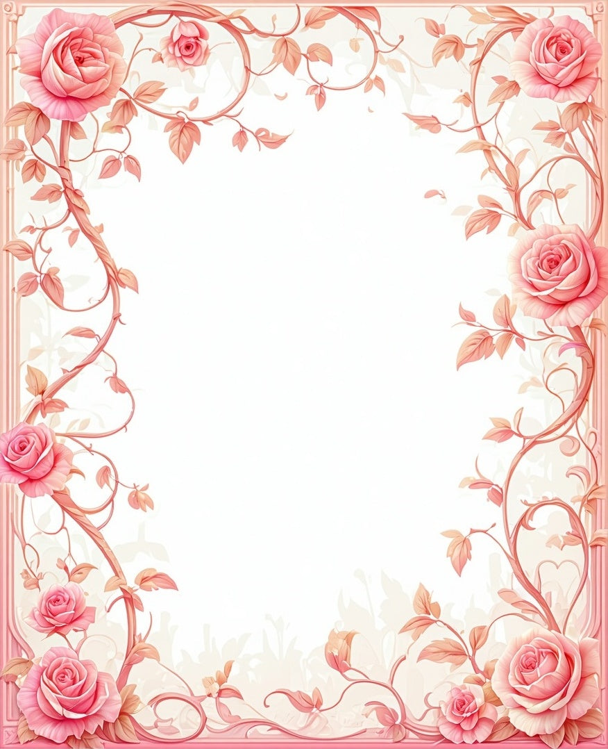 Pink Floral Vines Patterned Rug