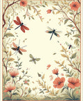 Nature Dragonflies and Flowers Pattern Rug