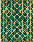 Green Gold Geometric Art Deco Design Rug