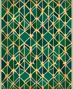 Green Gold Geometric Art Deco Design Rug