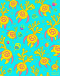 Whimsical Coral Yellow Turtle Pattern Rug