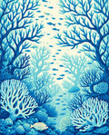 Blue Coral Reef Fish Undersea Design Rug