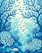 Blue Coral Reef Fish Undersea Design Rug