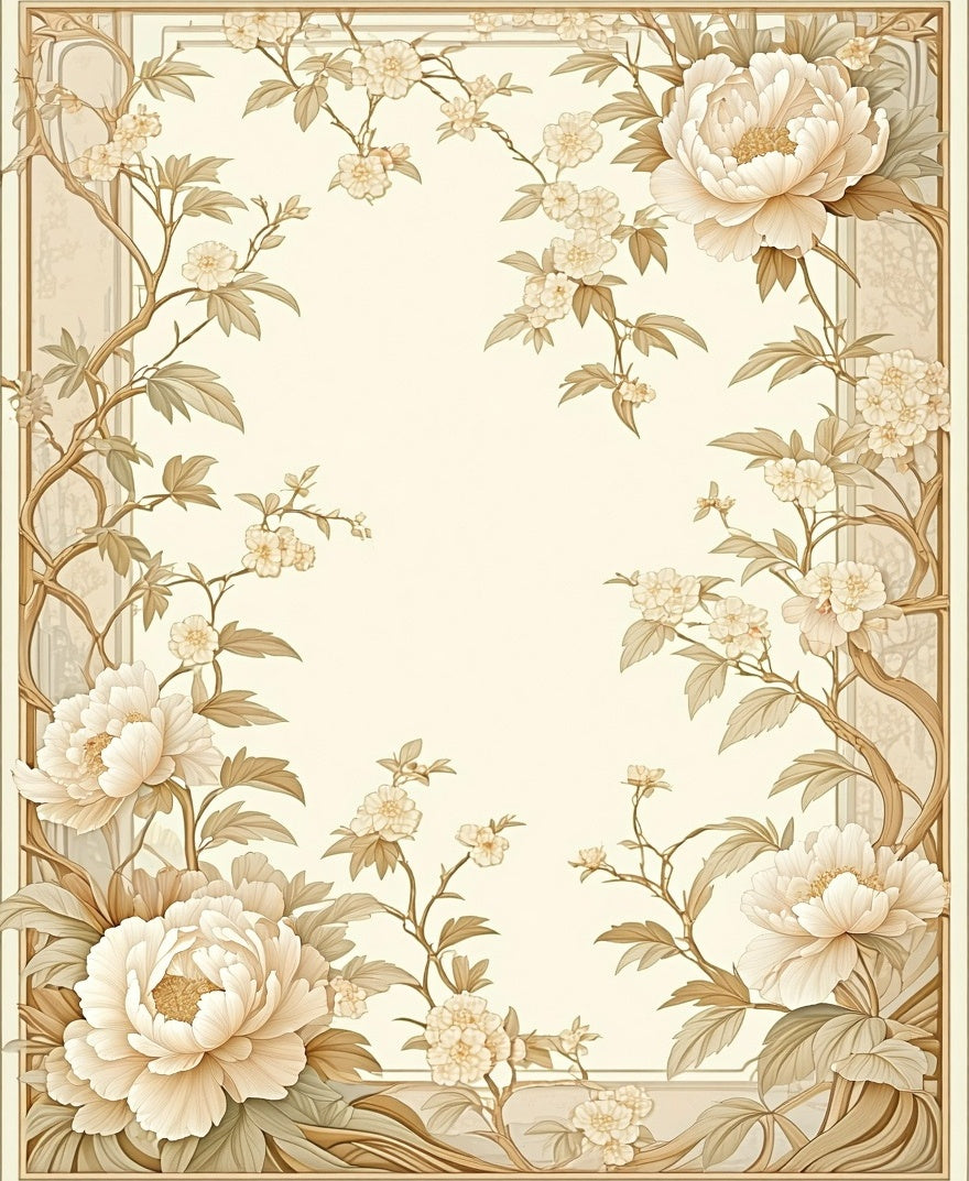 Vintage Floral Scroll Border Rug
