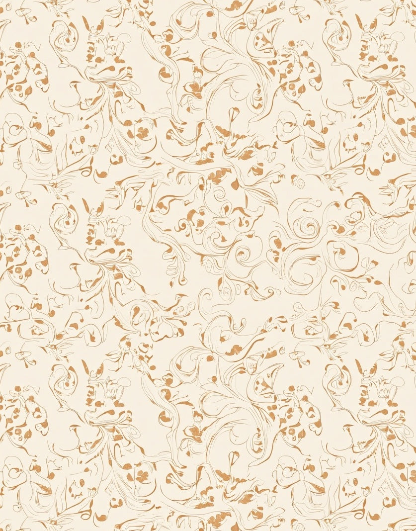 Organic Scrollwork Floral Design Rug