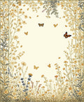 Whimsical Floral Butterfly Garden Design Rug