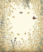 Whimsical Floral Butterfly Garden Design Rug
