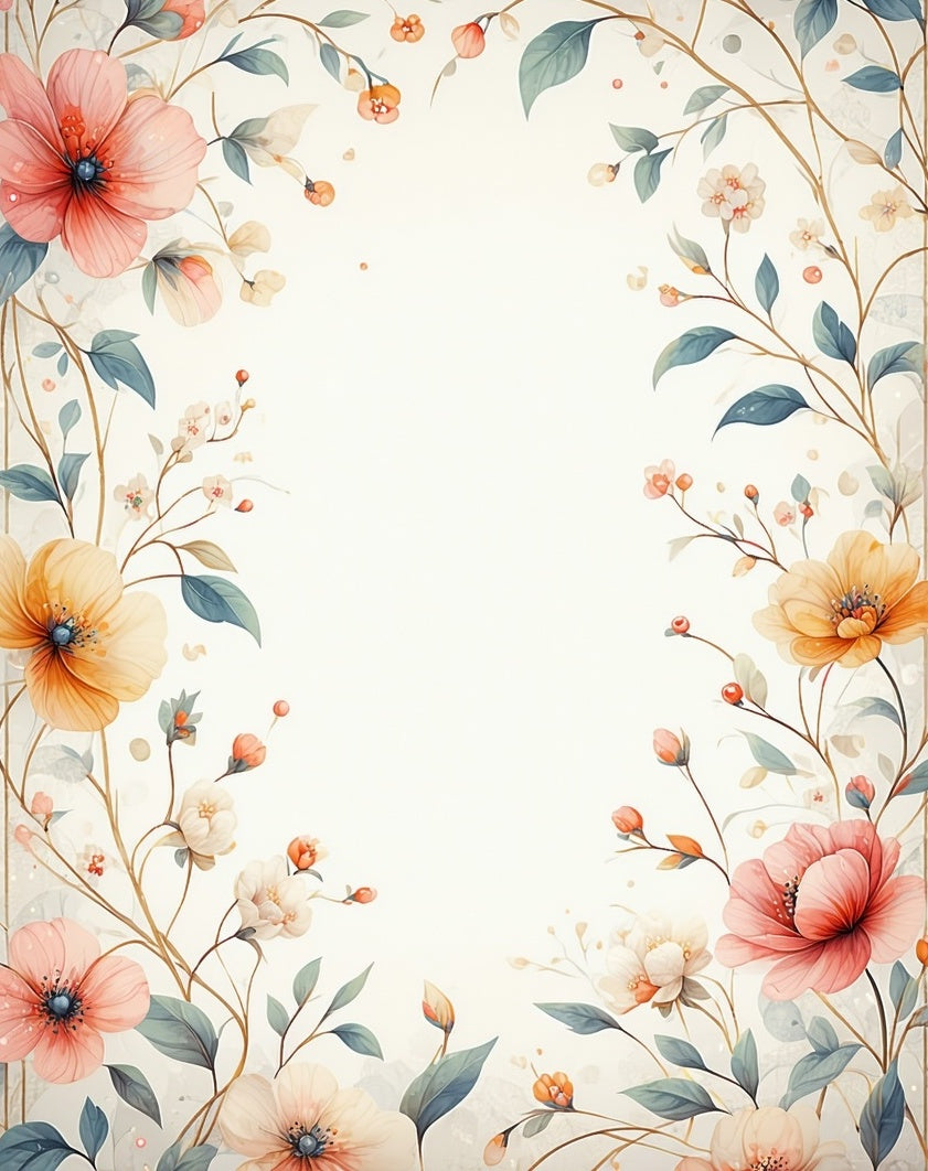 Soft Botanical Branch Floral Design Rug