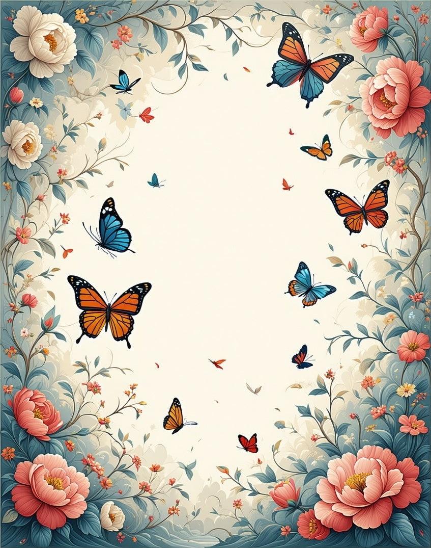 Whimsical Butterflies Floral Garden Rug