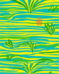 Bold Stripes with Abstract Green Flora Rug