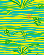 Bold Stripes with Abstract Green Flora Rug