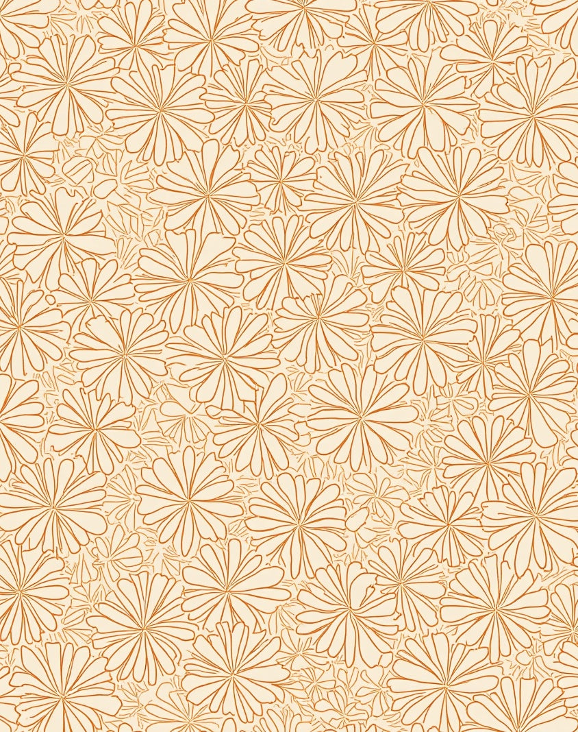 Outline Petal Patterned Warm Orange Rug