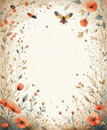 Delicate Floral Meadow Insect Pattern Rug