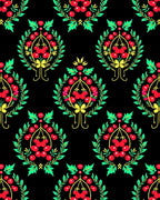 Folk Red Cherry Laurel Swag Rug
