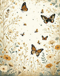 Floral Monarch Butterfly Garden Pattern Rug