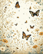 Floral Monarch Butterfly Garden Pattern Rug