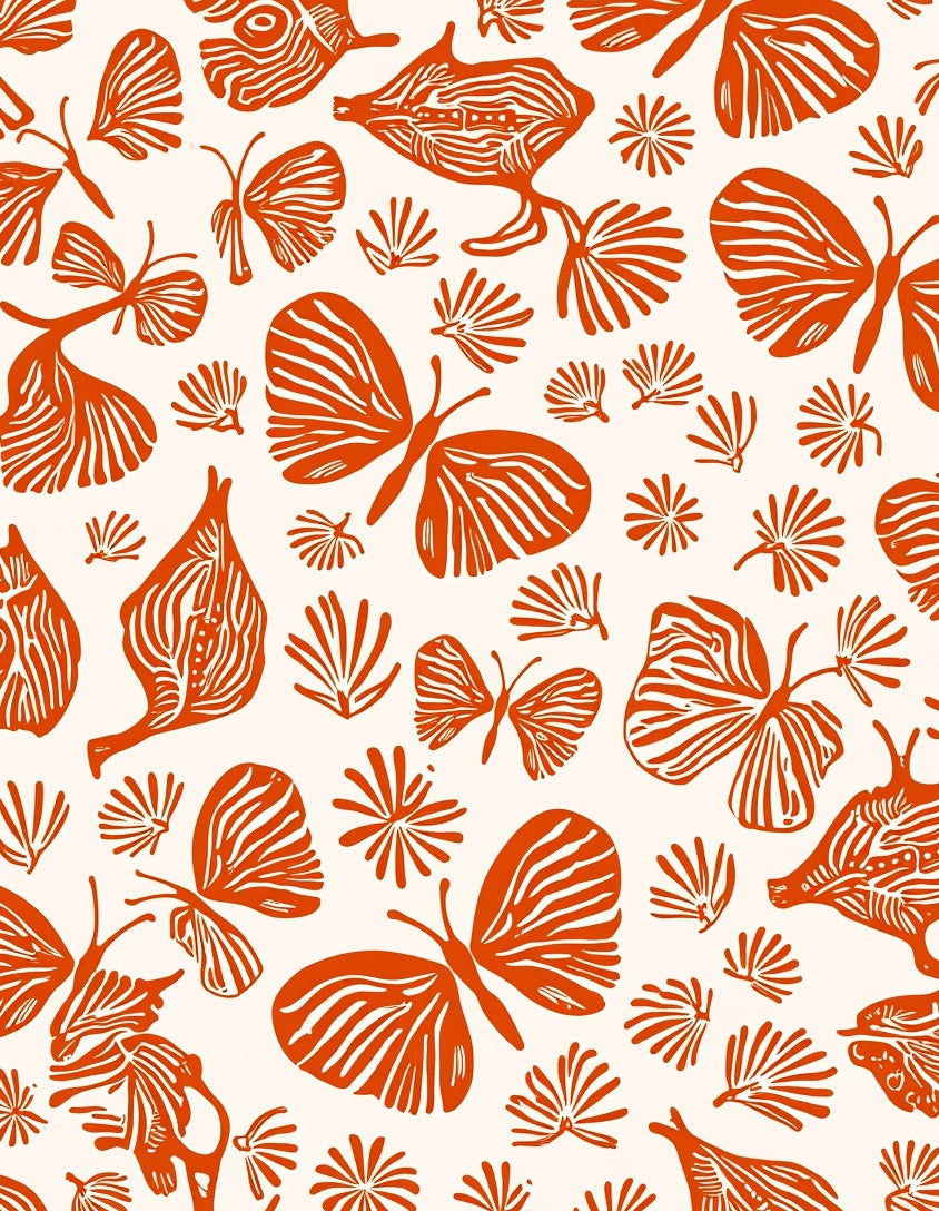 Orange Winged Creatures Pattern Rug