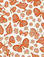 Orange Winged Creatures Pattern Rug
