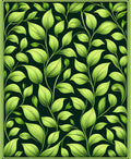 Vibrant Leaf Pattern With Green Border Rug