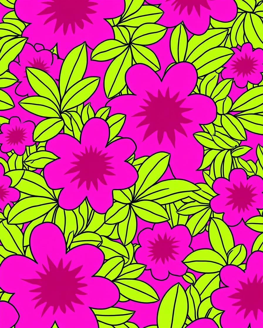 Bold Floral Pattern Pink And Lime Rug