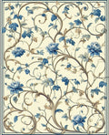 Classic Blue Floral Vine Pattern Rug