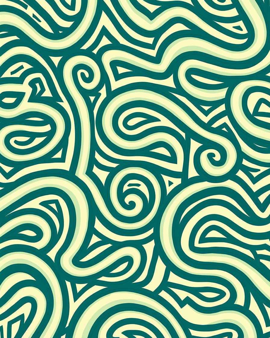 Teal Swirl Stripe Abstract Rug