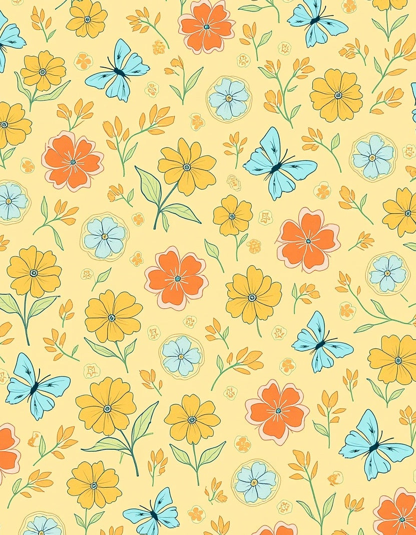 Whimsical Butterflies Flowers Pattern Rug