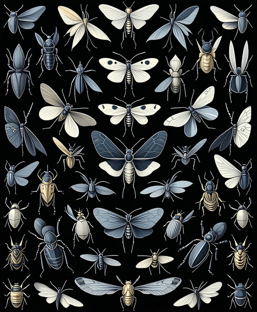 Arthropod Collection Black Background Design Rug
